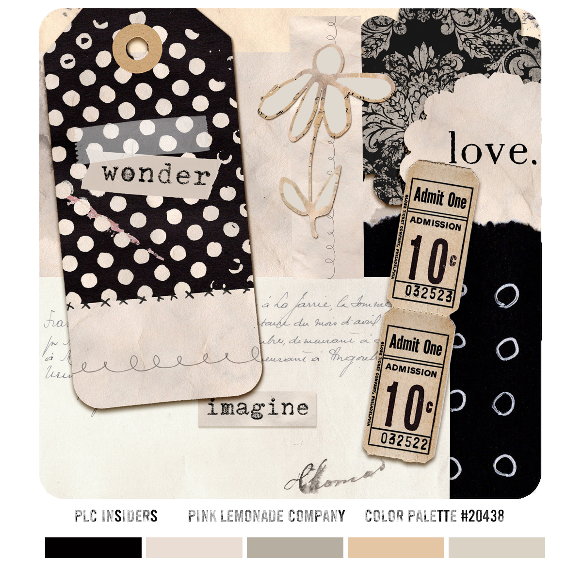 color palette old paper Pink Lemonade Company